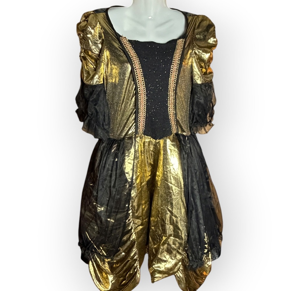 Disguise Deceptions Gold Black Renaissance Faire Medieval Costume Dress Womens